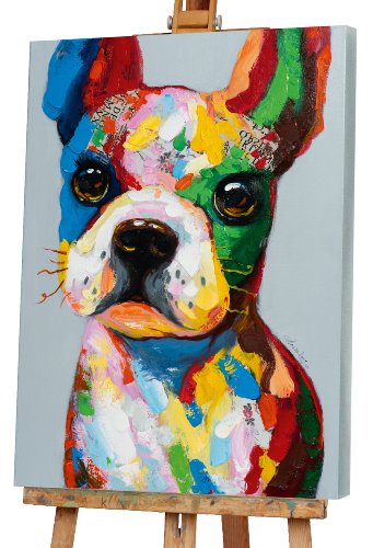Schilderij Buldog in kleurvlakken - Hiskiart