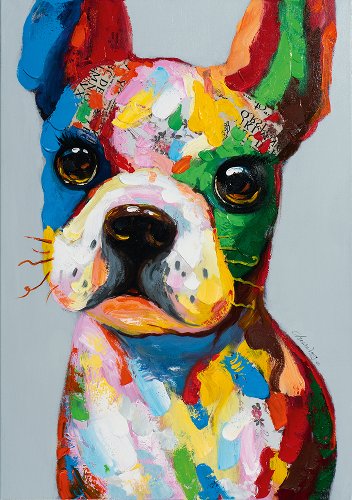 Schilderij Buldog in kleurvlakken - Hiskiart