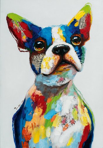 Schilderij Hond in kleurvlakken - Hiskiart