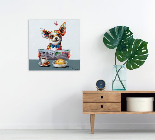 Schilderij Chihuahua aan het ontbijt - Hiskiart