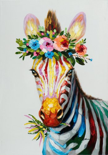 Painting Zebra with Flowers - Hiskiart