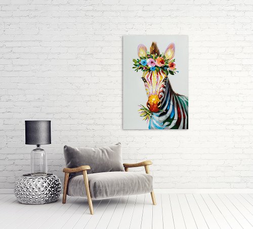 Painting Zebra with Flowers - Hiskiart
