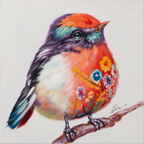 Cuadro Sweet Bird con plumaje de flores - Hiskiart