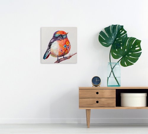 Cuadro Sweet Bird con plumaje de flores - Hiskiart