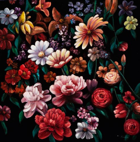 Schilderij Bloemenpracht vierkant - Hiskiart