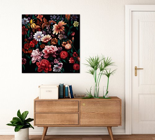 Schilderij Bloemenpracht vierkant - Hiskiart