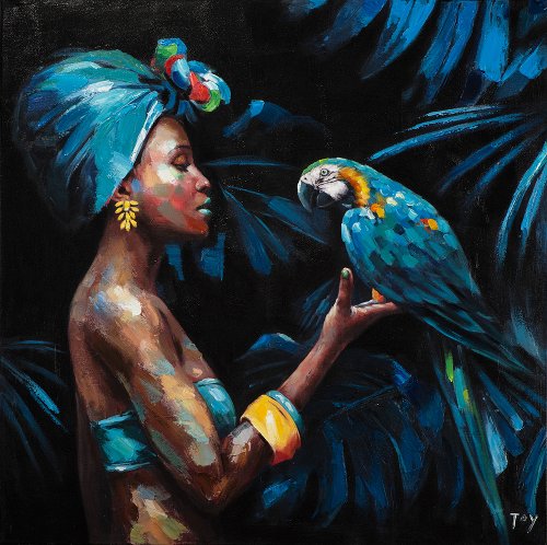 Cuadro Beauty con loro azul - Hiskiart