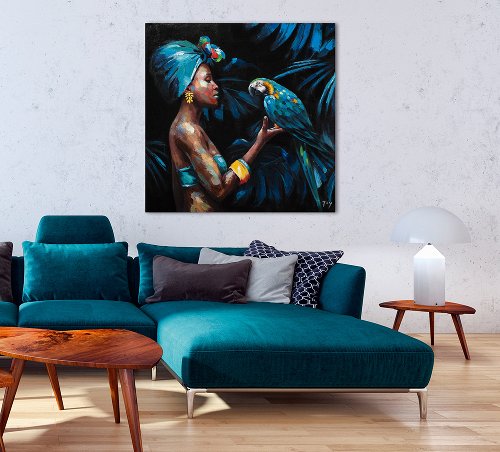 Cuadro Beauty con loro azul - Hiskiart