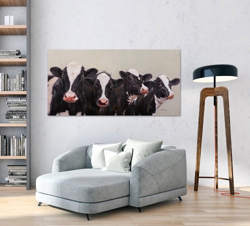 Schilderij Koeien kijken mee - Hiskiart