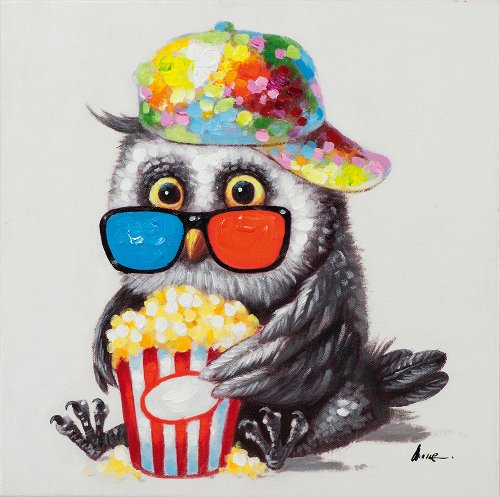 Cuadro Pajarito con palomitas - Hiskiart