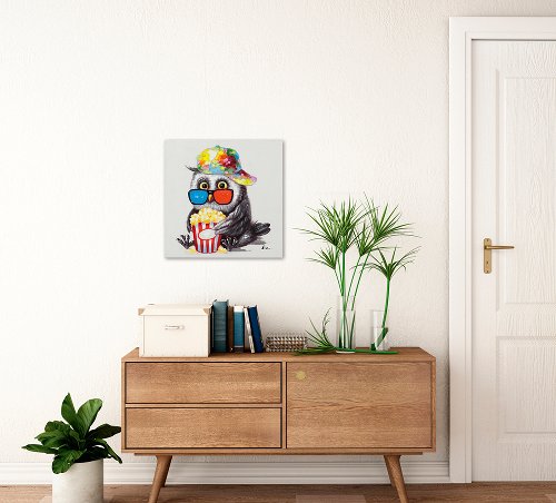Cuadro Pajarito con palomitas - Hiskiart
