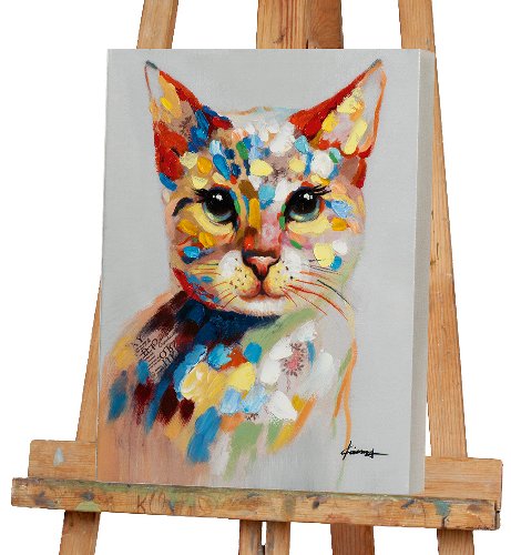 Schilderij Kat in bonte kleuren - Hiskiart
