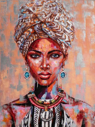 Schilderij Beauty met hoofddoek - Hiskiart