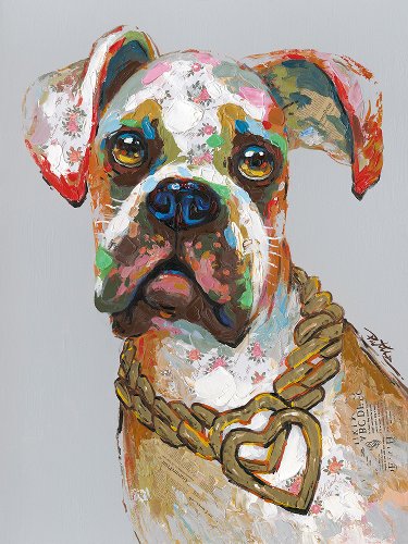 Schilderij Hond met gouden hart - Hiskiart