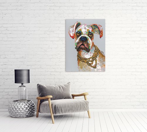 Schilderij Hond met gouden hart - Hiskiart