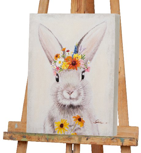 Cuadro Conejo con corona de flores - Hiskiart
