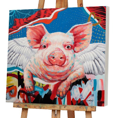Schilderij Varken met vleugels - Hiskiart