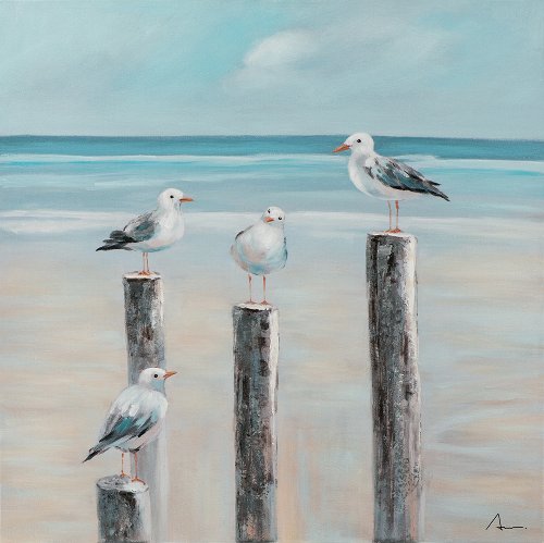 Schilderij Meeuwen aan zee - Hiskiart