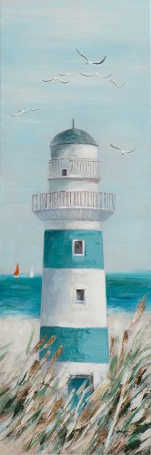Schilderij Blauwwitte vuurtoren - Hiskiart