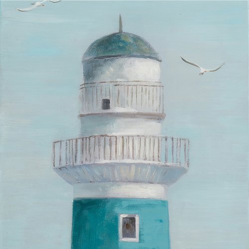 Schilderij Blauwwitte vuurtoren - Hiskiart