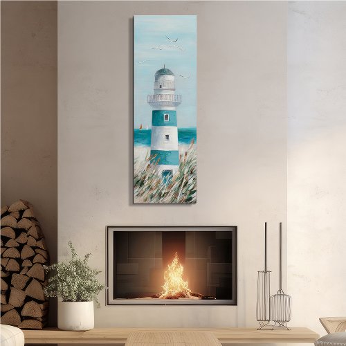 Schilderij Blauwwitte vuurtoren - Hiskiart