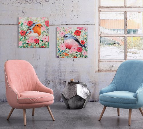 Cuadro Pájaro entre flores - Hiskiart