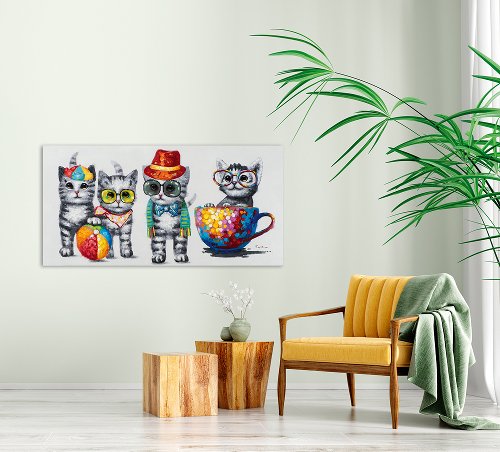 Schilderij Kattenclub - Hiskiart