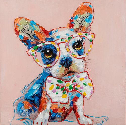 Schilderij Hond met strik - Hiskiart