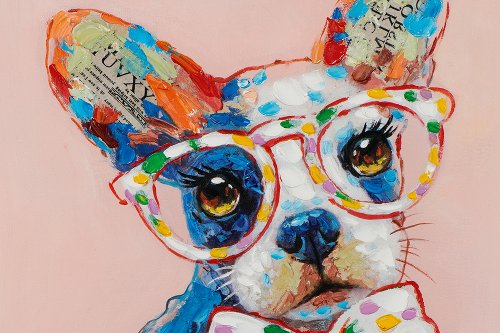 Schilderij Hond met strik - Hiskiart