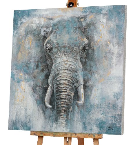 Schilderij Olifant in blauwgrijs - Hiskiart