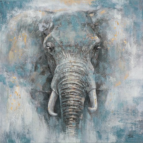Schilderij Olifant in blauwgrijs - Hiskiart
