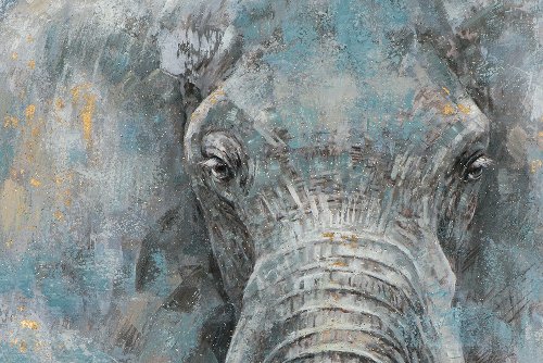 Schilderij Olifant in blauwgrijs - Hiskiart