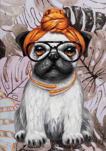 Cuadro Pug con turbante - Hiskiart