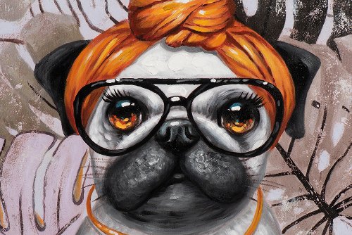 Cuadro Pug con turbante - Hiskiart