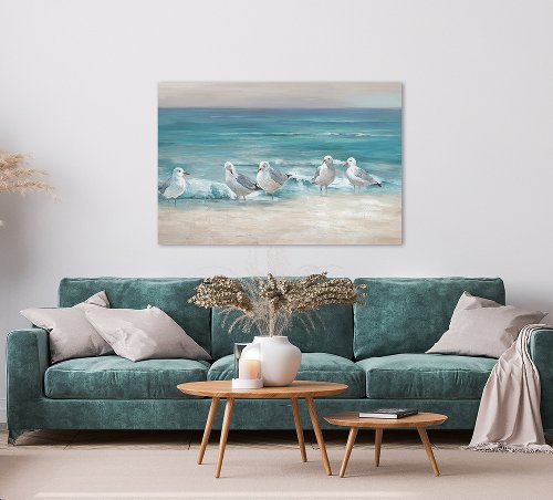 Schilderij Meeuwen op het strand - Hiskiart