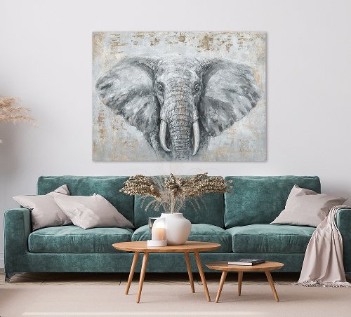 Schilderij Olifant met open oren - Hiskiart