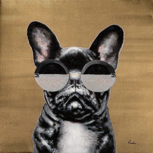 Schilderij Buldog in goud - Hiskiart