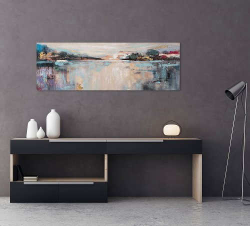 Schilderij Abstract Lake View - Hiskiart