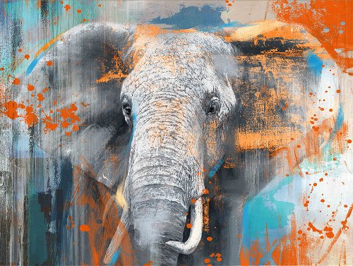 Schilderij Olifant in popart - Hiskiart
