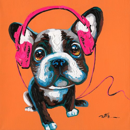 Schilderij Hond op de muziek - Hiskiart