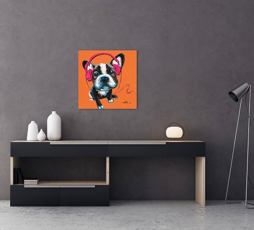 Schilderij Hond op de muziek - Hiskiart