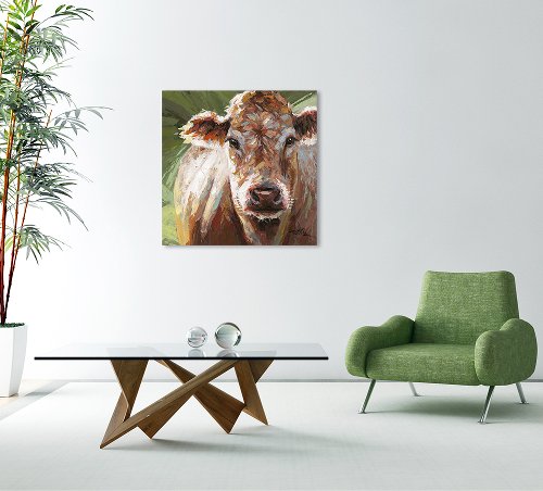 Schilderij Koe in het groen - Hiskiart