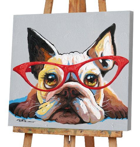 Schilderij Hond met rode bril - Hiskiart