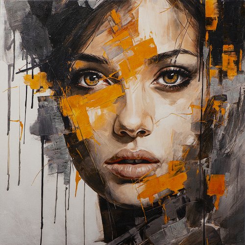 Painting Brown Eye Girl (Canvas op houten frame) - Hiskiart