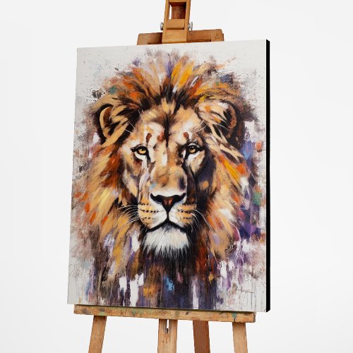 Schilderij Leeuw in warme kleuren - Hiskiart