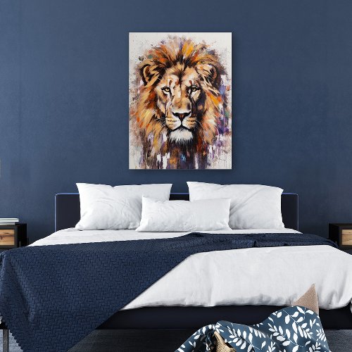 Schilderij Leeuw in warme kleuren - Hiskiart