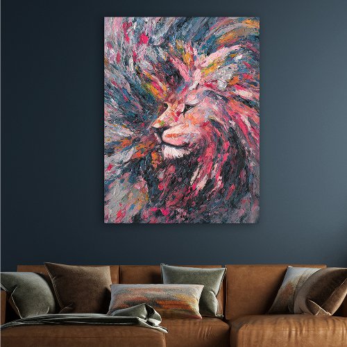 Schilderij Leeuw in abstracte kleuren - Hiskiart