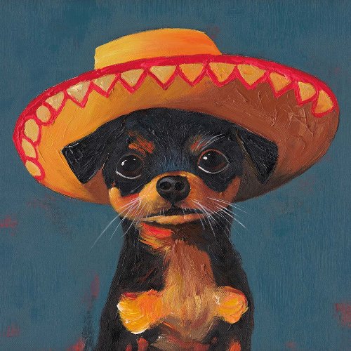 Schilderij Hond met sombrero - Hiskiart