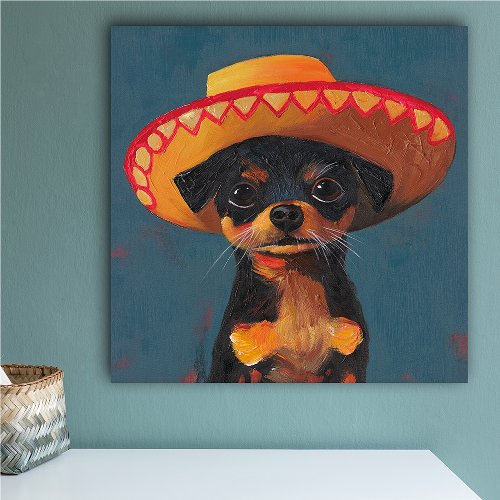 Schilderij Hond met sombrero - Hiskiart
