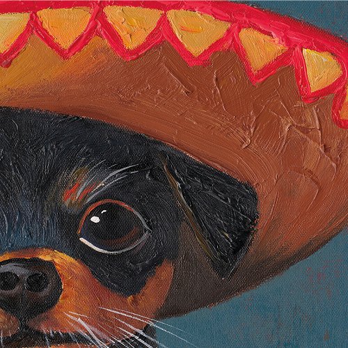 Schilderij Hond met sombrero - Hiskiart
